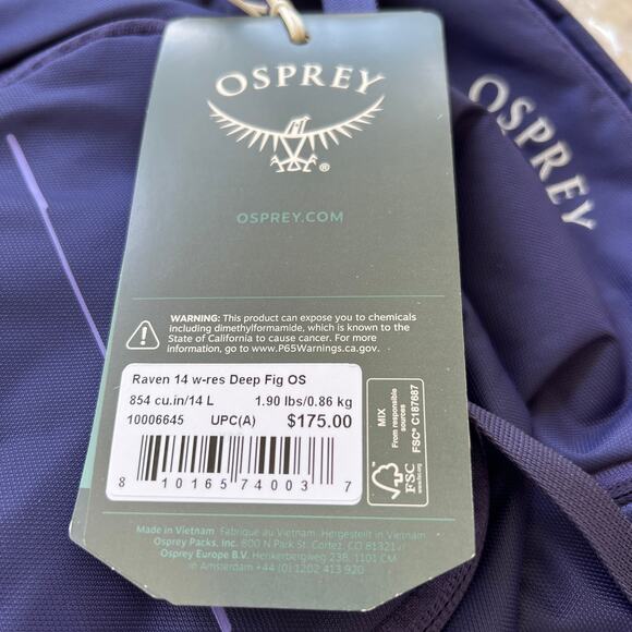 Osprey bike hydration backpack 14L women\'s Raven Deep Fig - NWT purple indigo